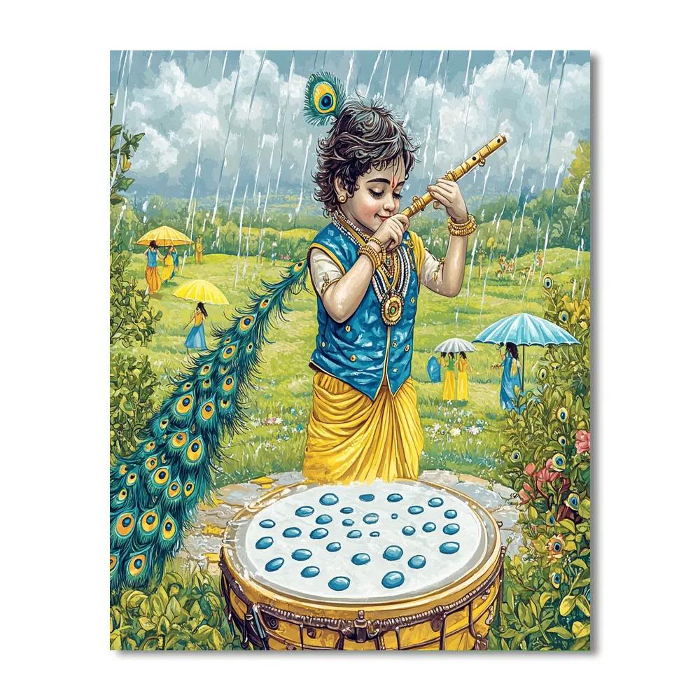 Krishna And The Rain Drum Monsoon Paint by numbers art