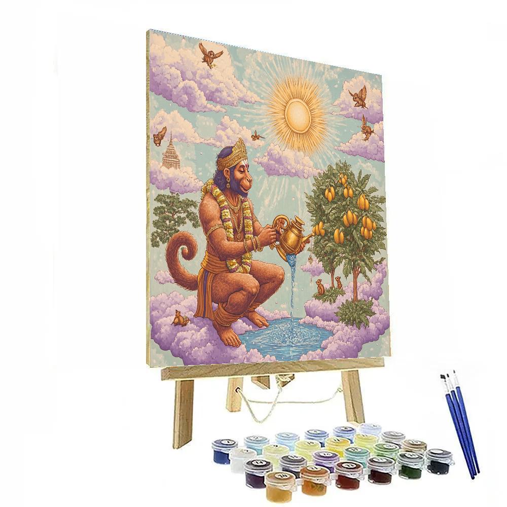 Sky Orchard With Hanuman In Bloom Paint by numbers art