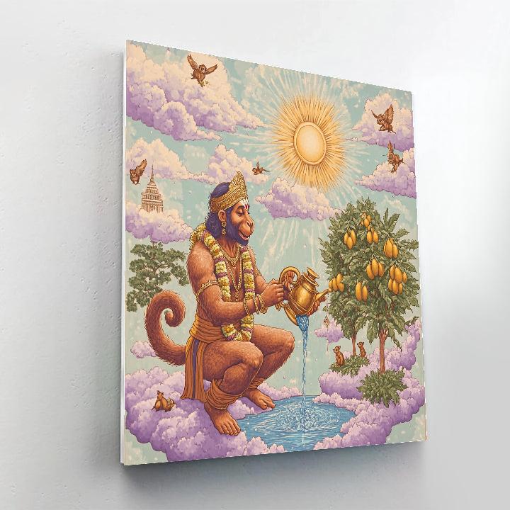 Sky Orchard With Hanuman In Bloom Paint by numbers art