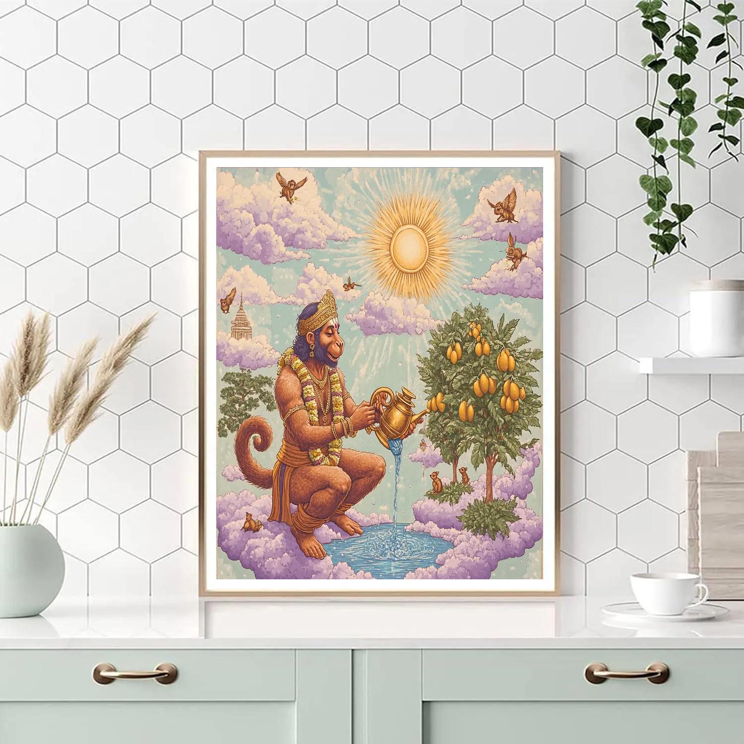 Sky Orchard With Hanuman In Bloom Paint by numbers art
