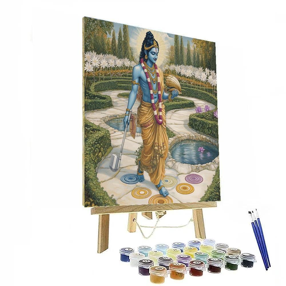 Vishnu In The Garden Of Spinning Chakras paint by color