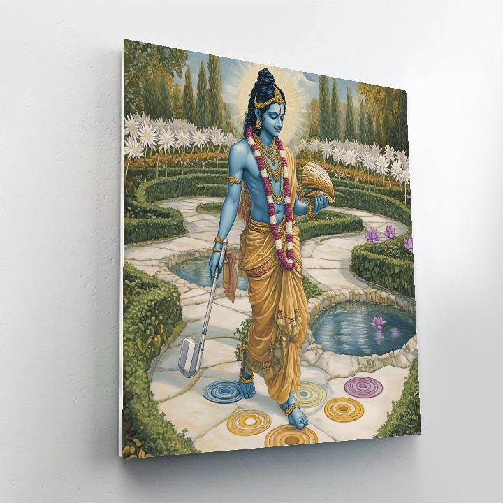 Vishnu In The Garden Of Spinning Chakras paint by color