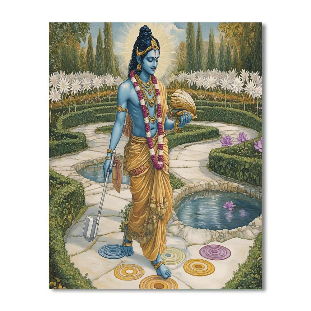 Vishnu In The Garden Of Spinning Chakras paint by color