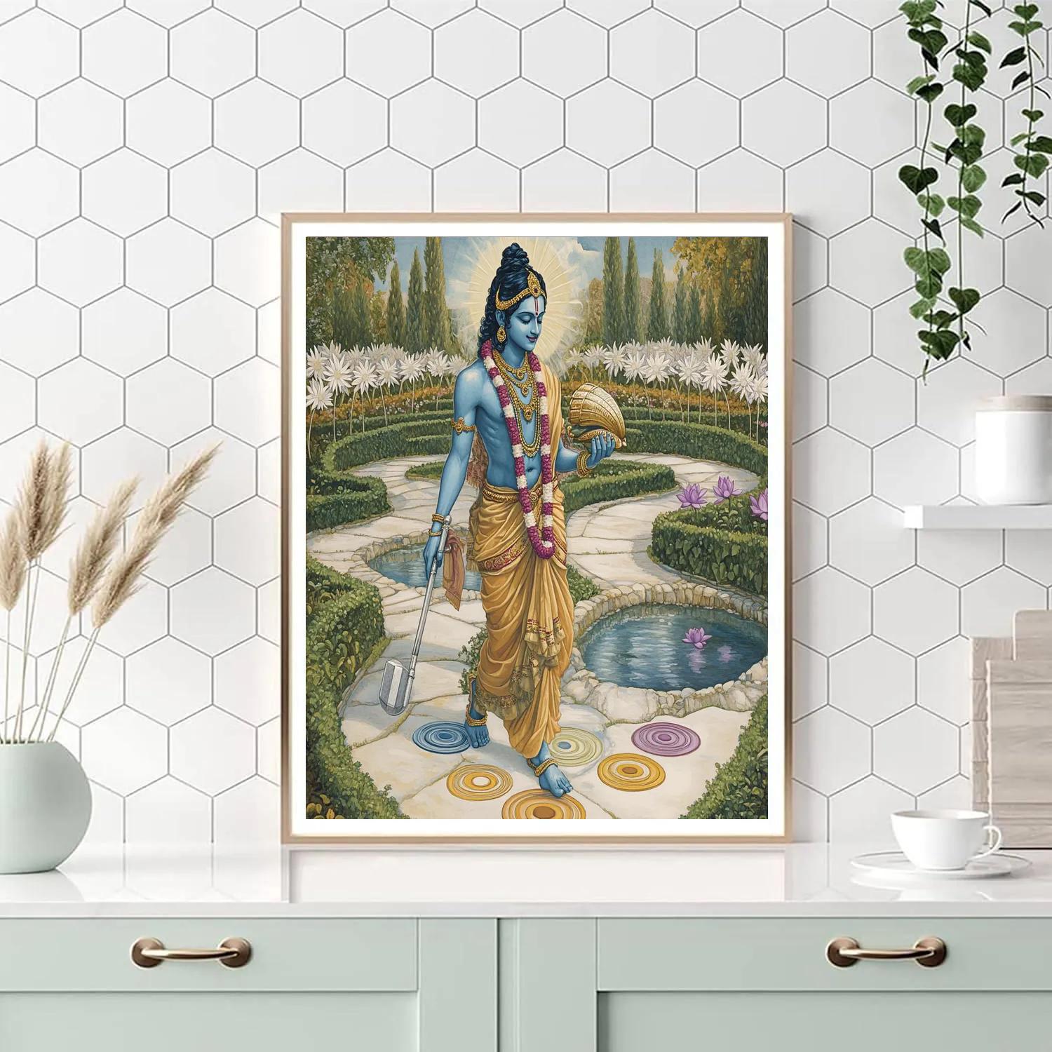 Vishnu In The Garden Of Spinning Chakras paint by color