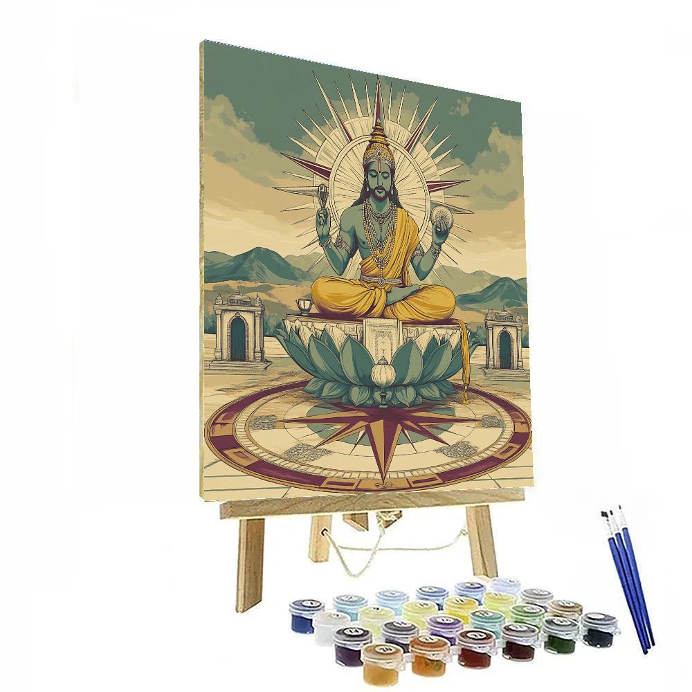 Brahma Seated At The Four Directions Compass Paint by numbers art