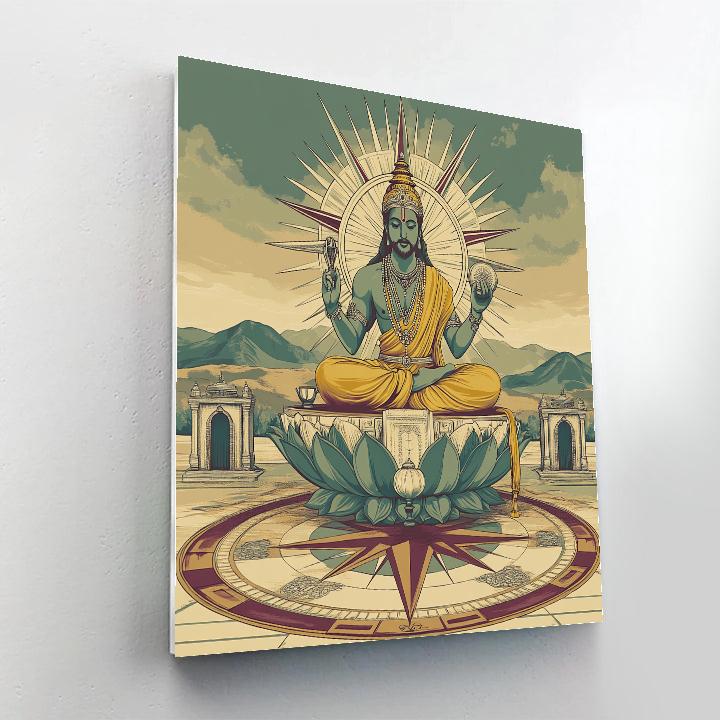 Brahma Seated At The Four Directions Compass Paint by numbers art