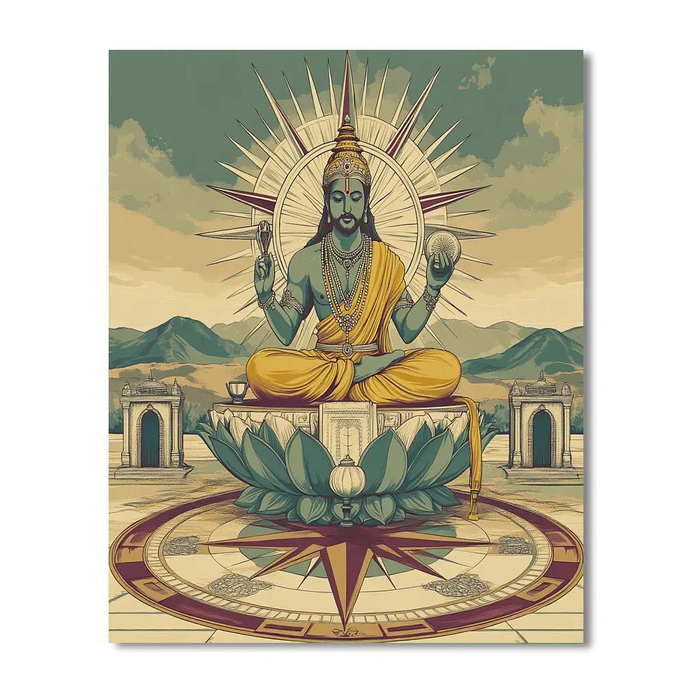 Brahma Seated At The Four Directions Compass Paint by numbers art