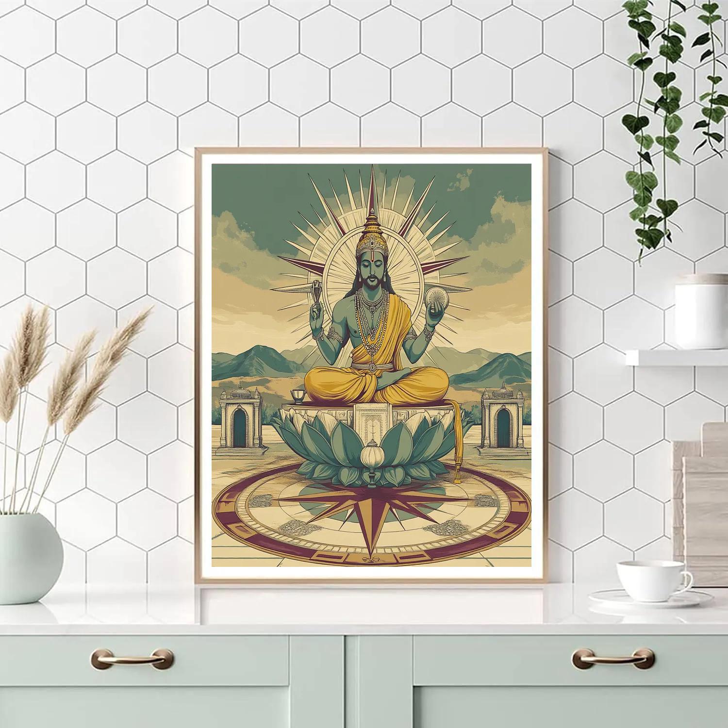 Brahma Seated At The Four Directions Compass Paint by numbers art