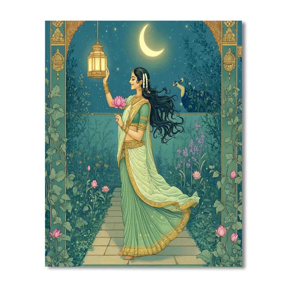 Parvati With Lanterns In The Night Garden painting number kit
