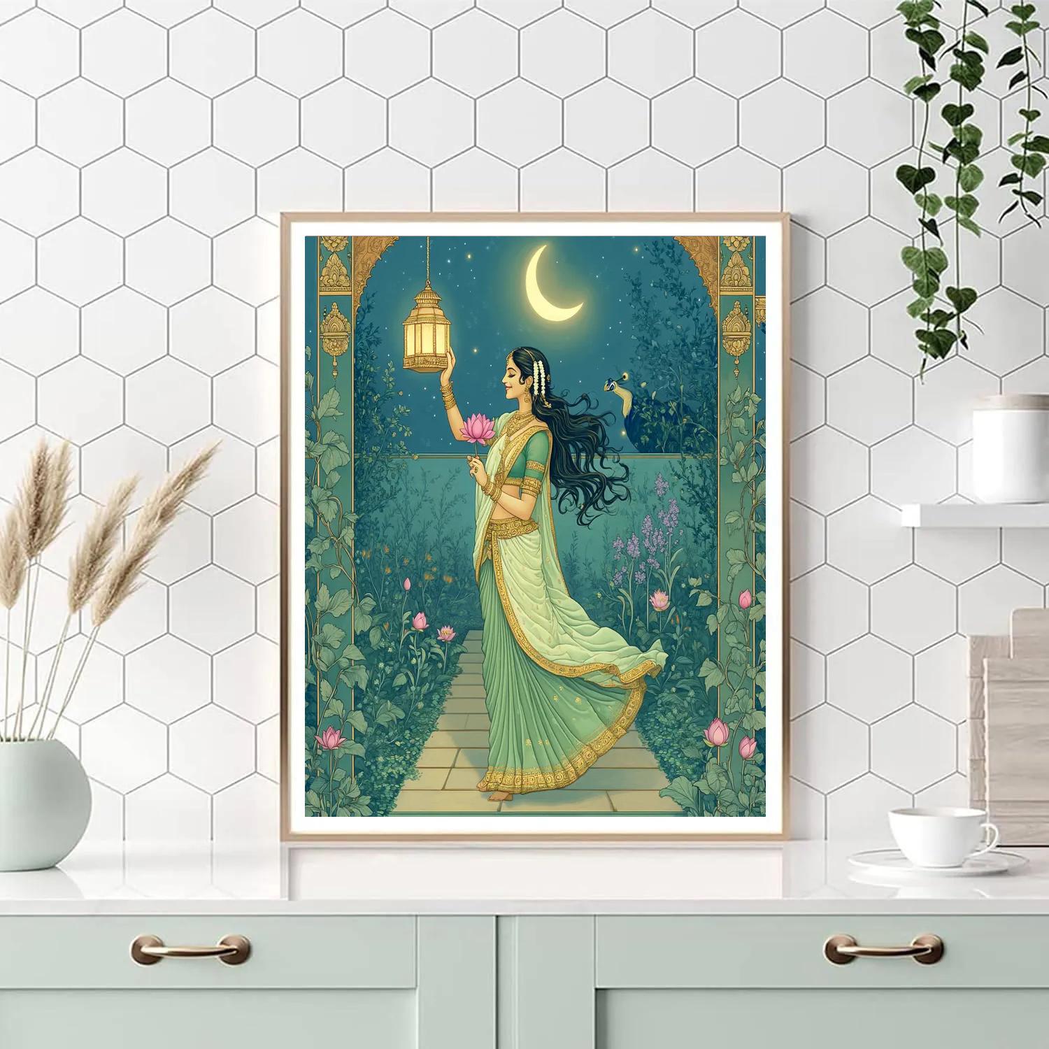Parvati With Lanterns In The Night Garden painting number kit