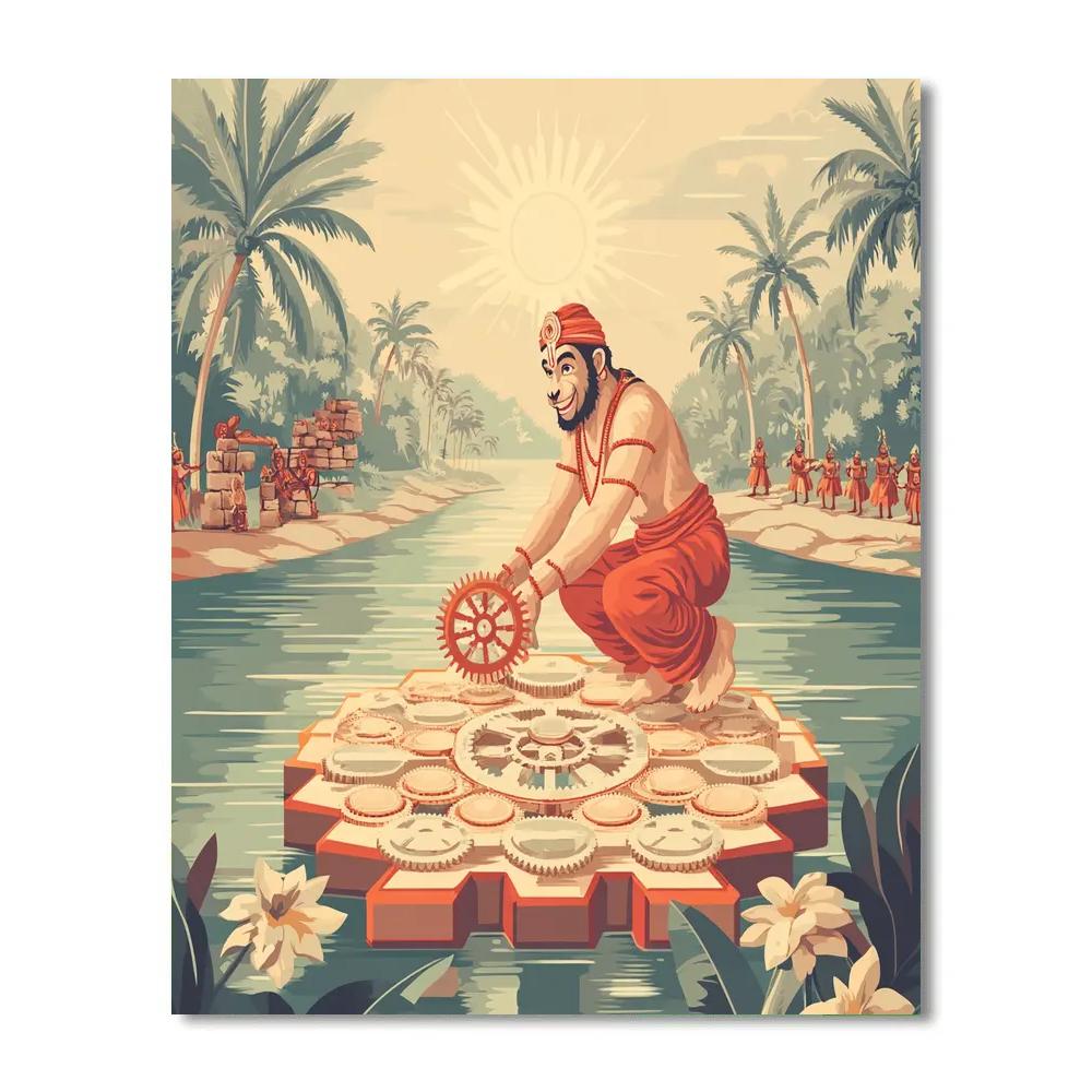 Hanuman Clockwork Bridge Builder paint by number