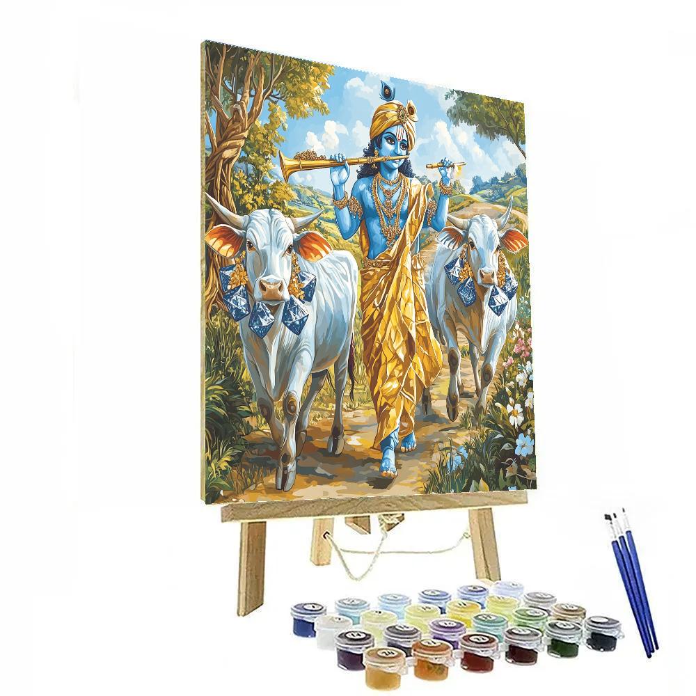 Krishna And The Crystal Cowbells paint by number