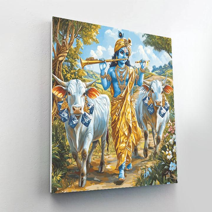 Krishna And The Crystal Cowbells paint by number