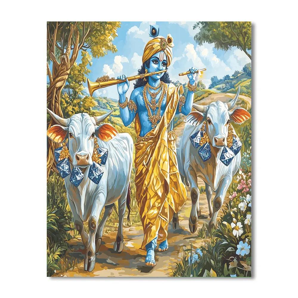 Krishna And The Crystal Cowbells paint by number