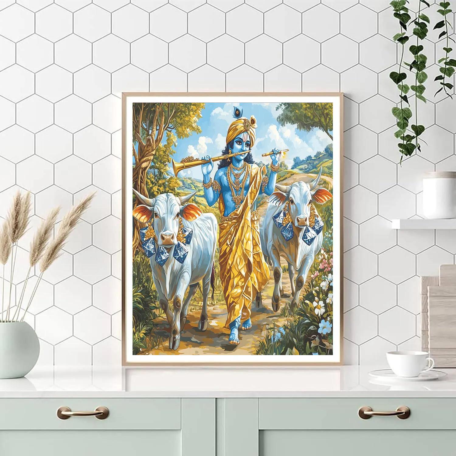 Krishna And The Crystal Cowbells paint by number