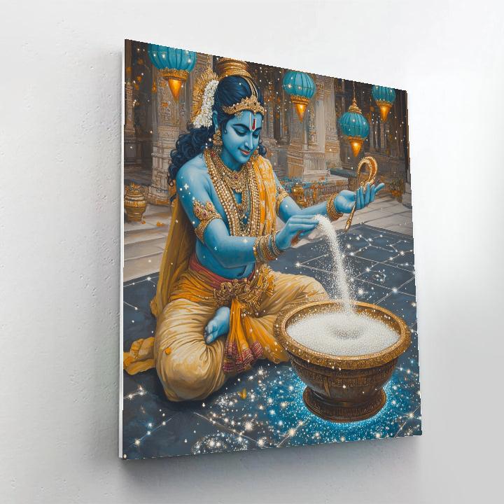 Vishnu And The Stardust Offering Bowl paint by color