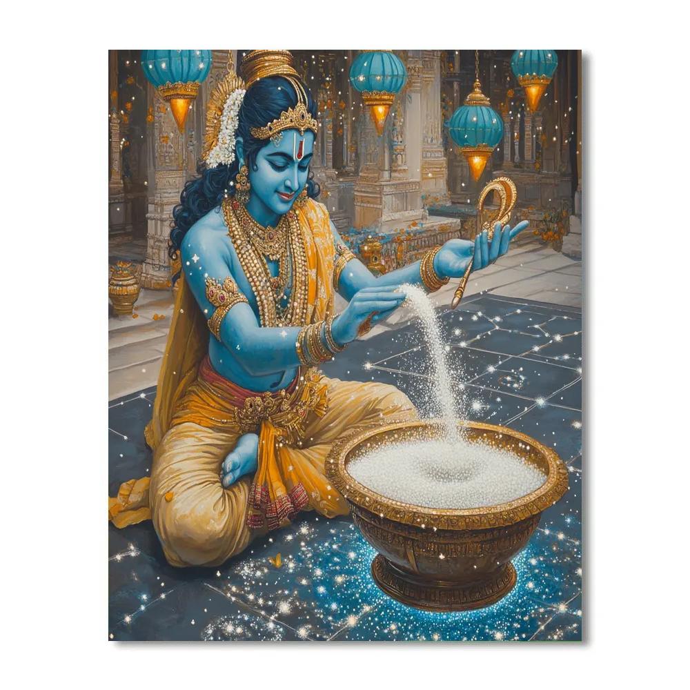 Vishnu And The Stardust Offering Bowl paint by color