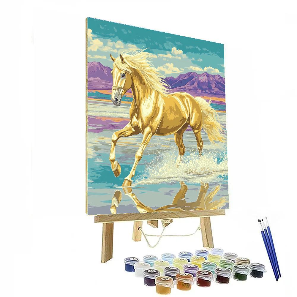 Salt Flat Mirage Horse Chase Paint by numbers art