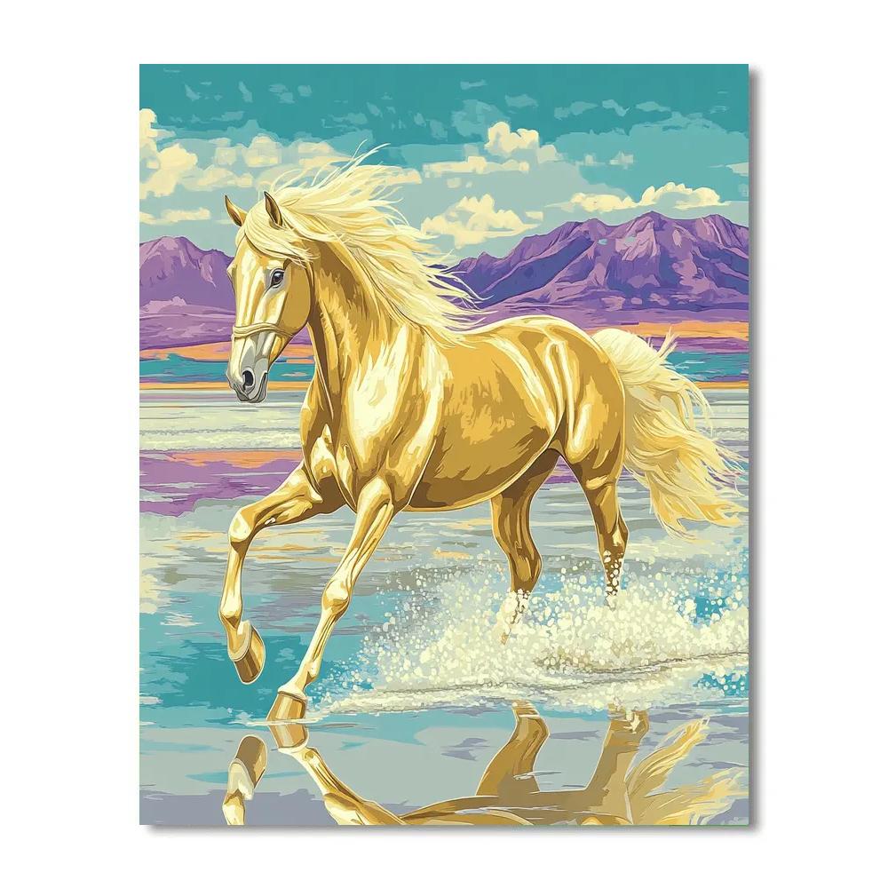 Salt Flat Mirage Horse Chase Paint by numbers art