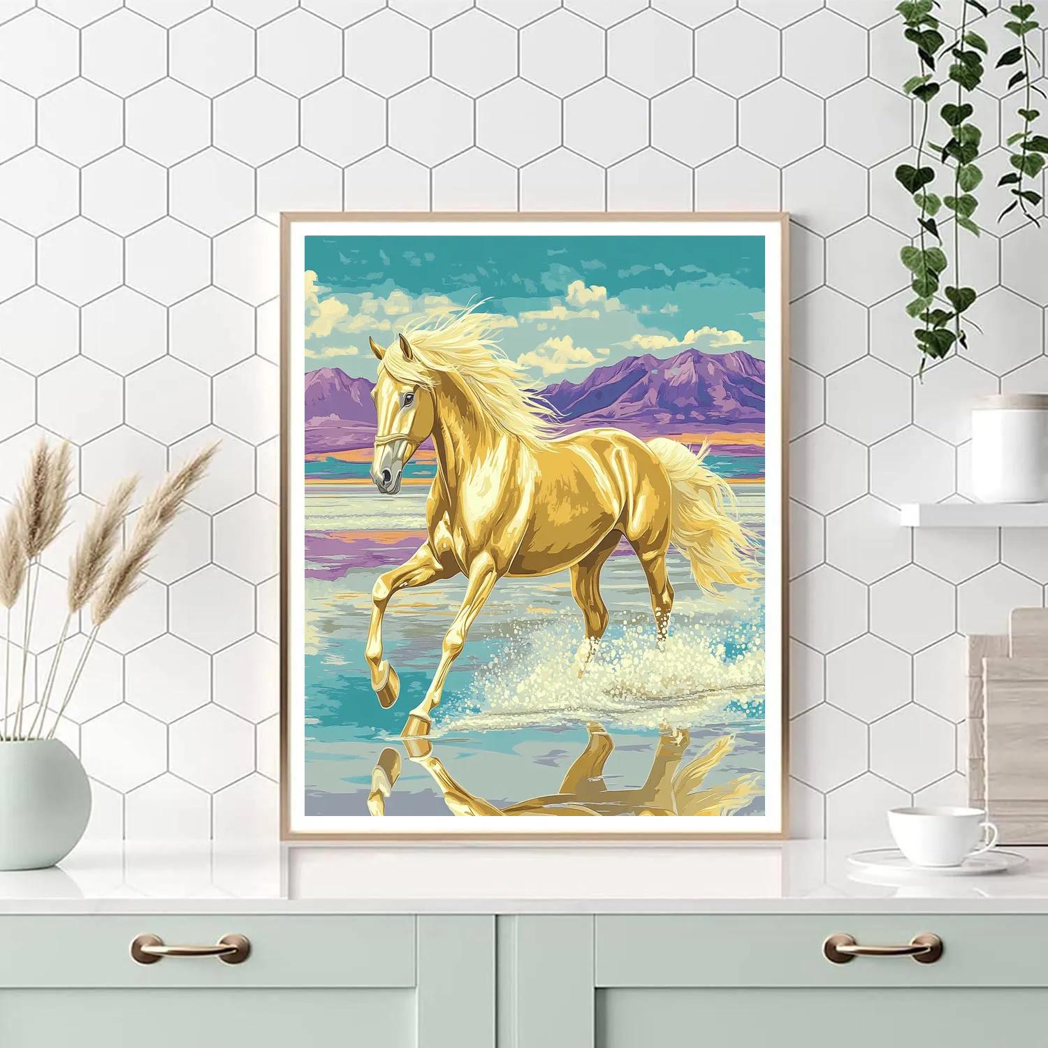 Salt Flat Mirage Horse Chase Paint by numbers art