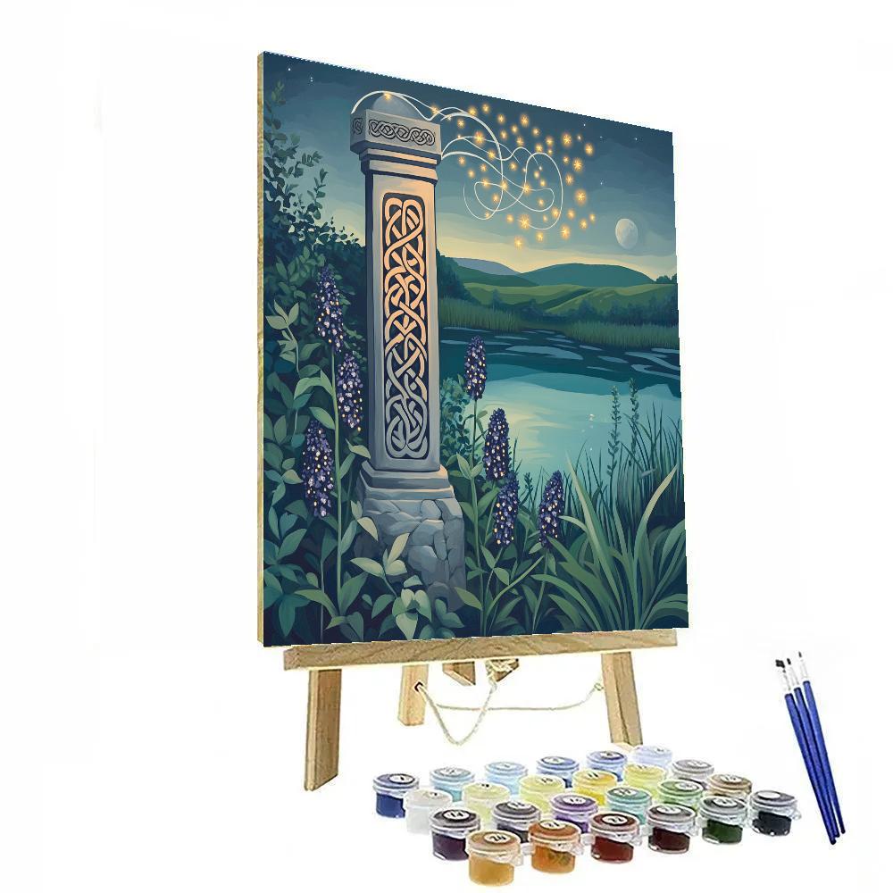 Silver-Haloed Celtic Ogham Lantern Painting by numbers kit