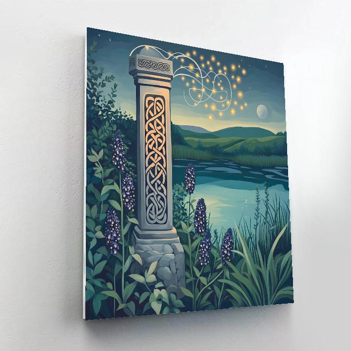 Silver-Haloed Celtic Ogham Lantern Painting by numbers kit