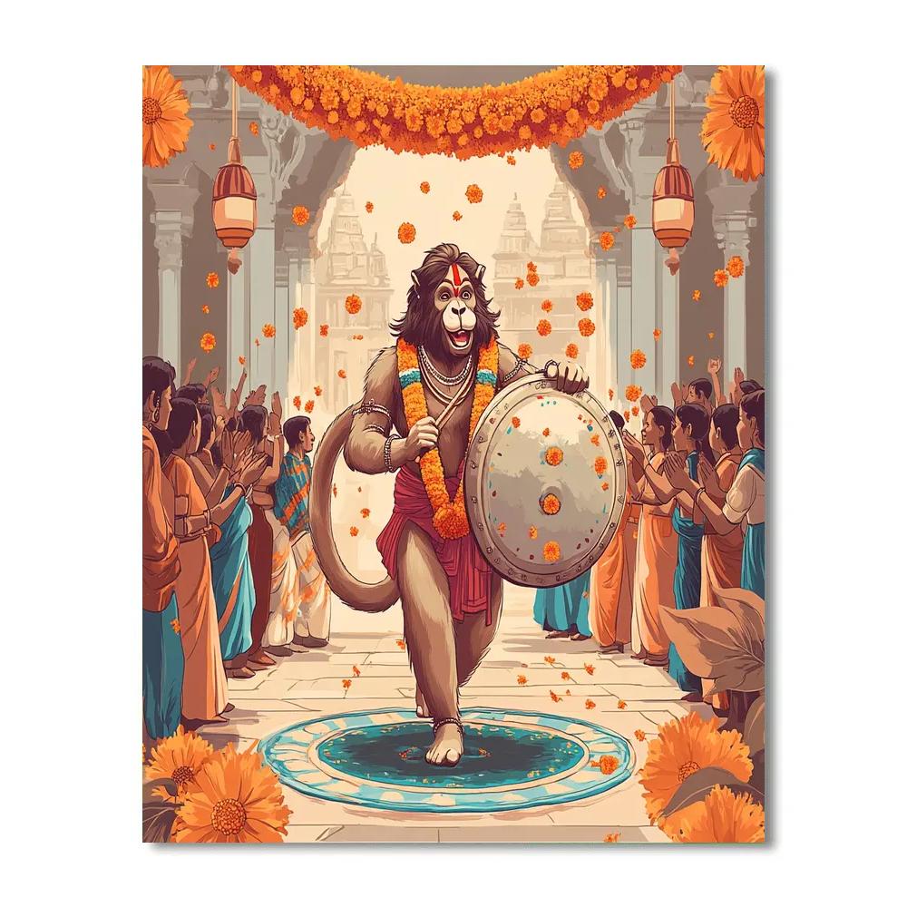 Festival Drums In Hanuman Courtyard Numbered painting kits