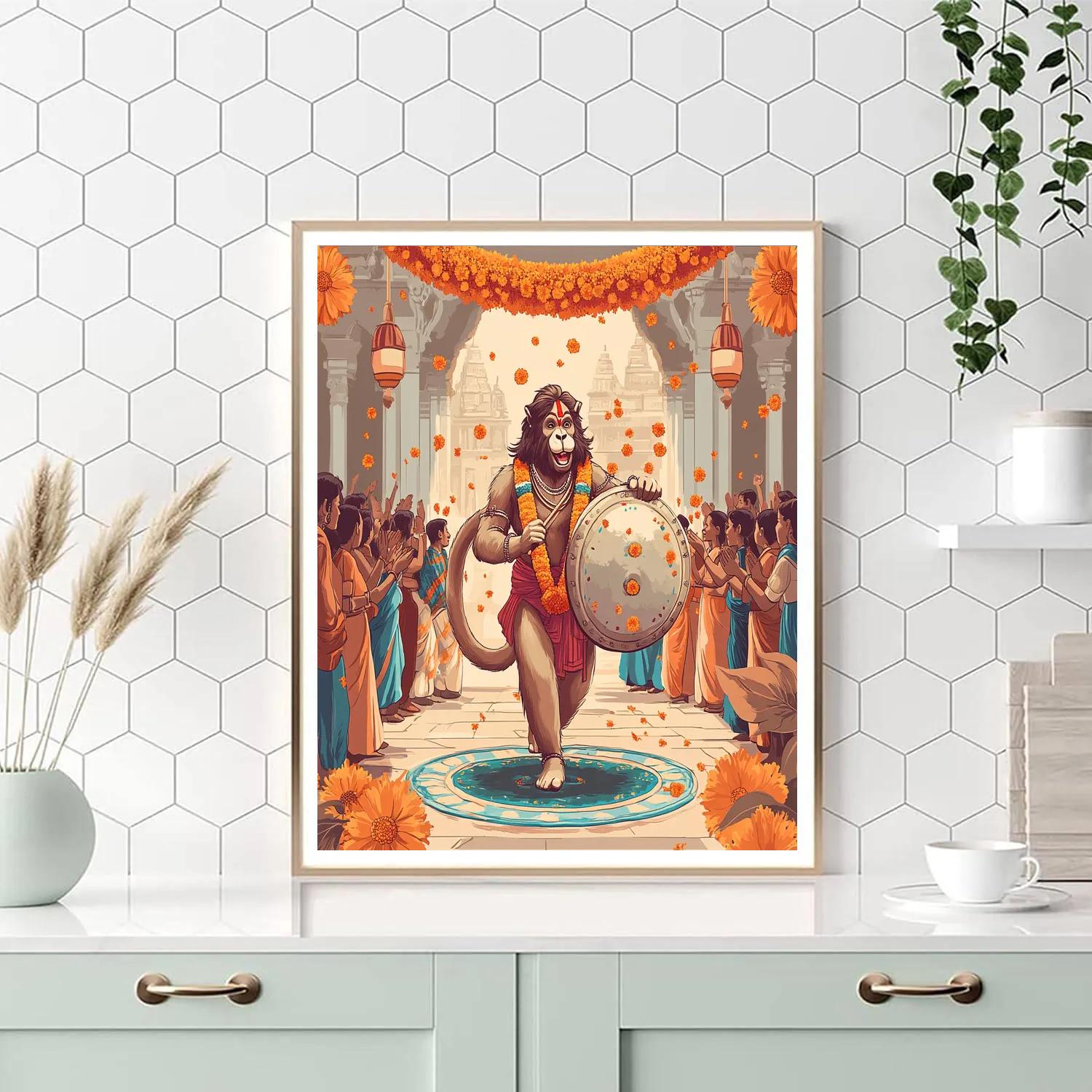 Festival Drums In Hanuman Courtyard Numbered painting kits