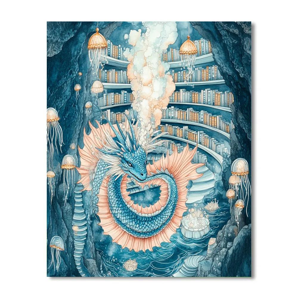 Ancient Lore Archive With Dragon Guardian paint by color