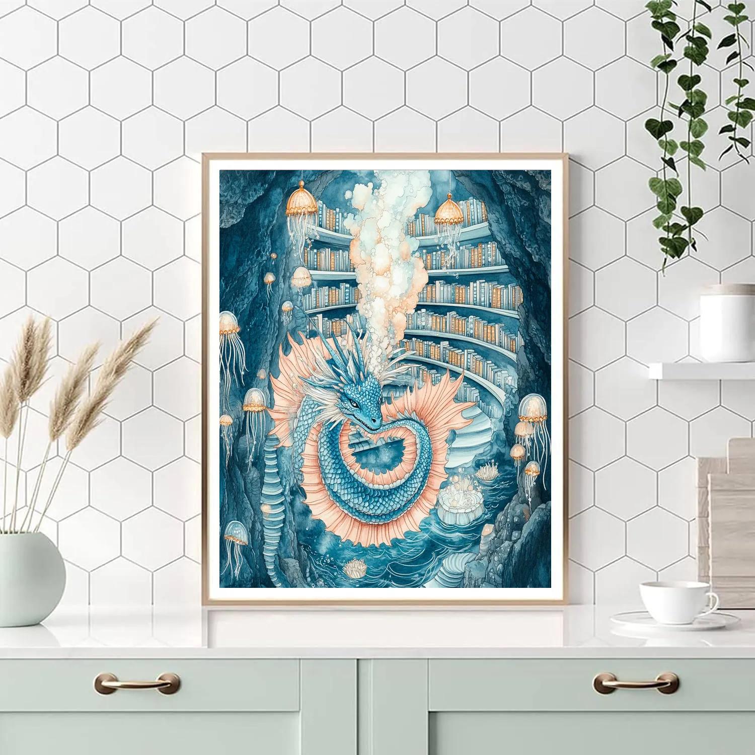 Ancient Lore Archive With Dragon Guardian paint by color