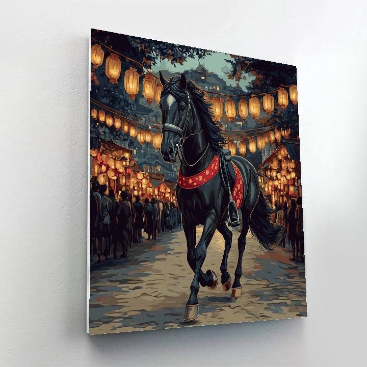 Festival Lanterns With Horse Parade Painting by numbers kit