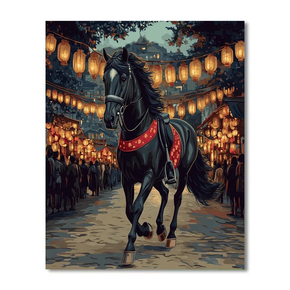 Festival Lanterns With Horse Parade Painting by numbers kit
