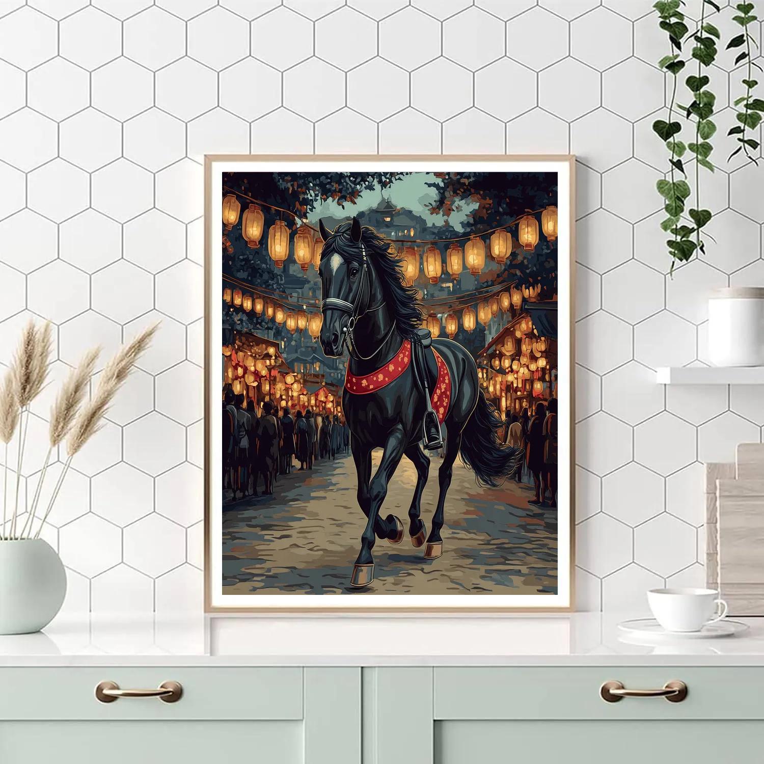 Festival Lanterns With Horse Parade Painting by numbers kit