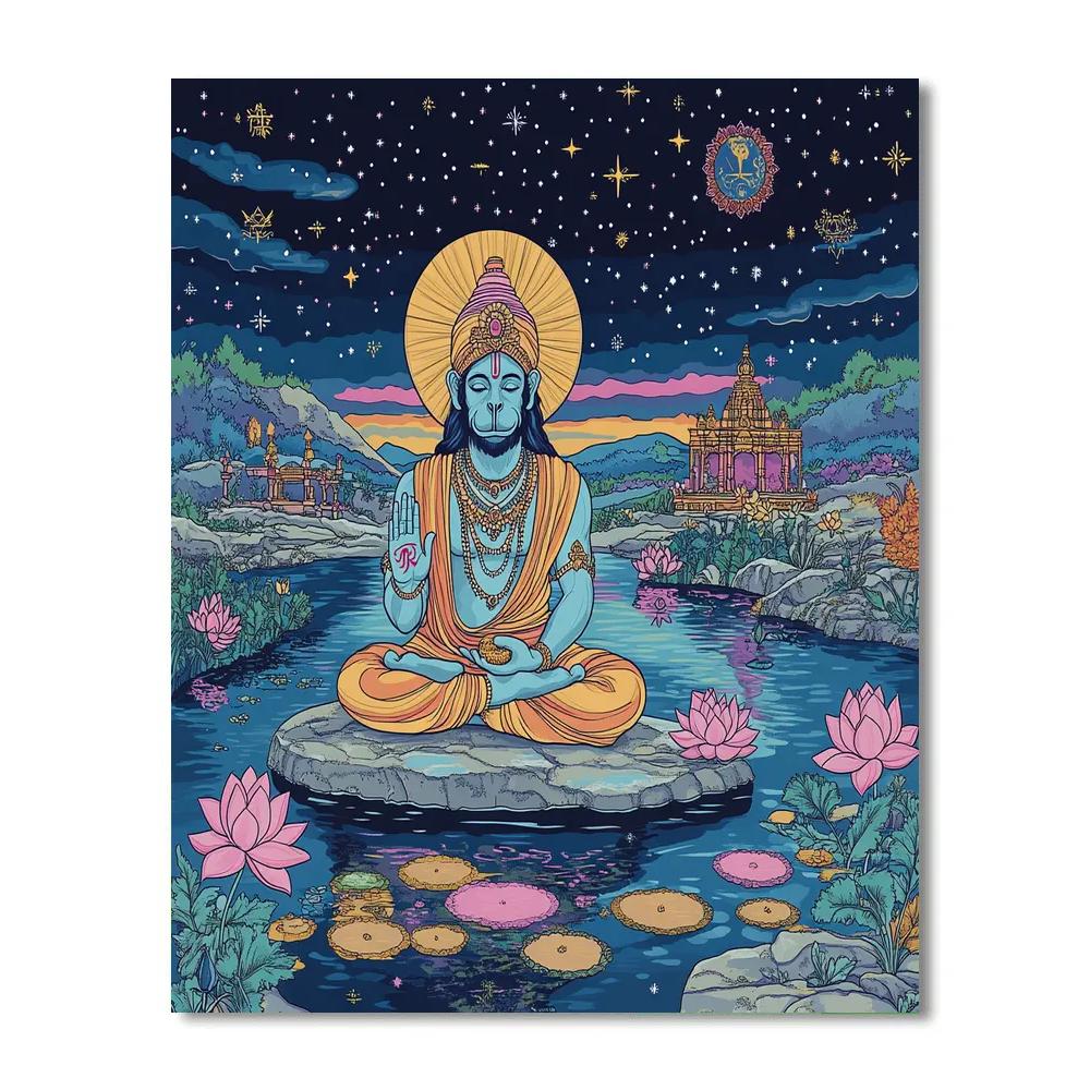 Hanuman With Starlit Yoga Calm Numbered painting kits
