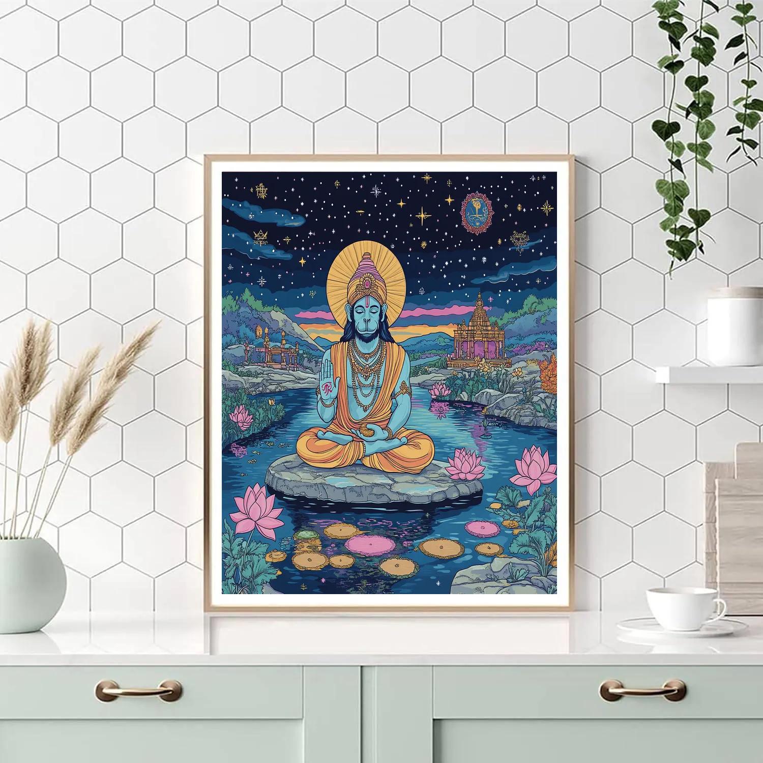 Hanuman With Starlit Yoga Calm Numbered painting kits