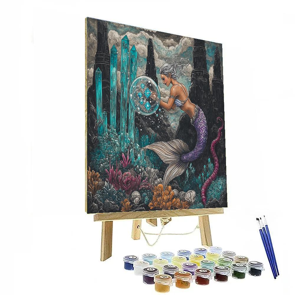 Crystal Vent Garden With Mermaid Guardian Painting by numbers kit