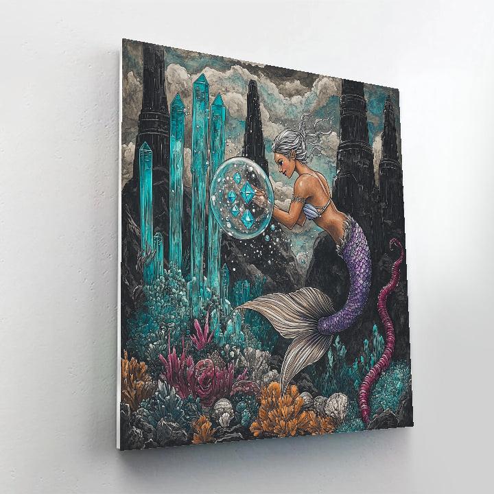 Crystal Vent Garden With Mermaid Guardian Painting by numbers kit