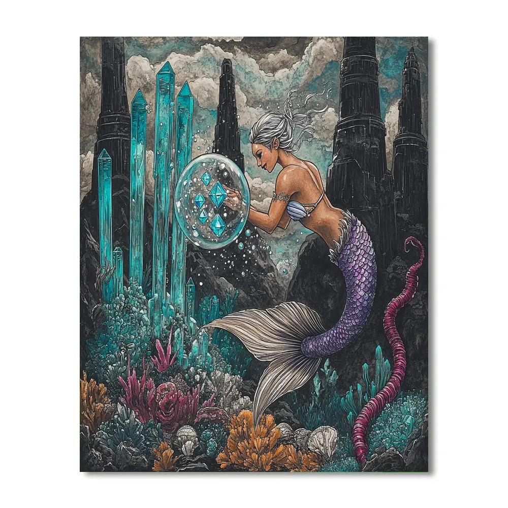 Crystal Vent Garden With Mermaid Guardian Painting by numbers kit