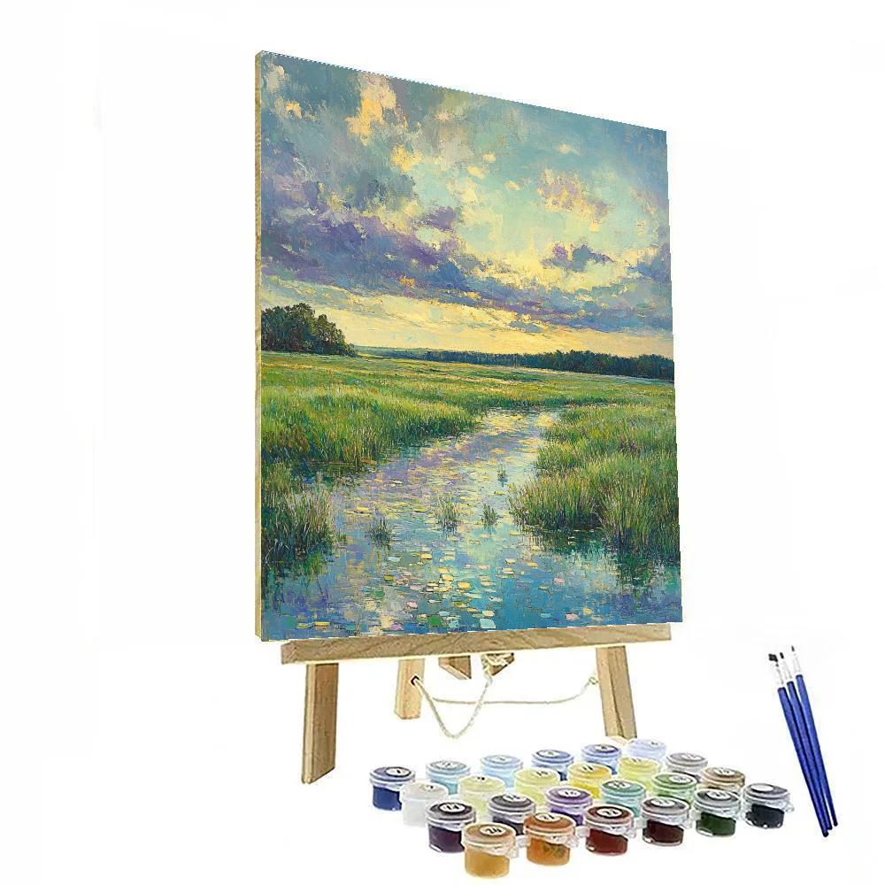 Claude Monet Inspired After-Rain Meadow And Puddled Light Numbered painting kits