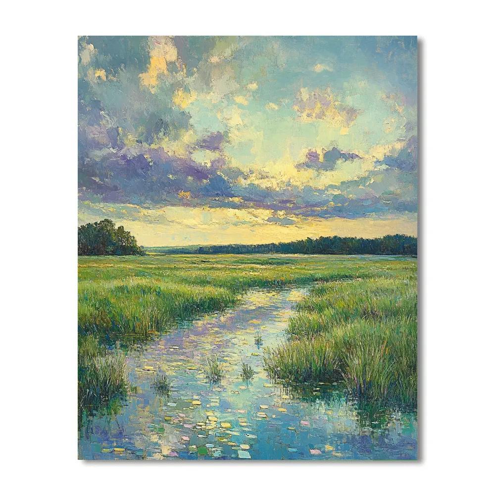 Claude Monet Inspired After-Rain Meadow And Puddled Light Numbered painting kits