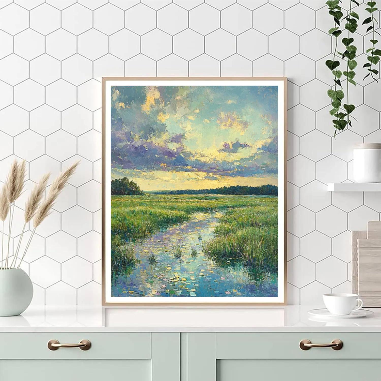 Claude Monet Inspired After-Rain Meadow And Puddled Light Numbered painting kits