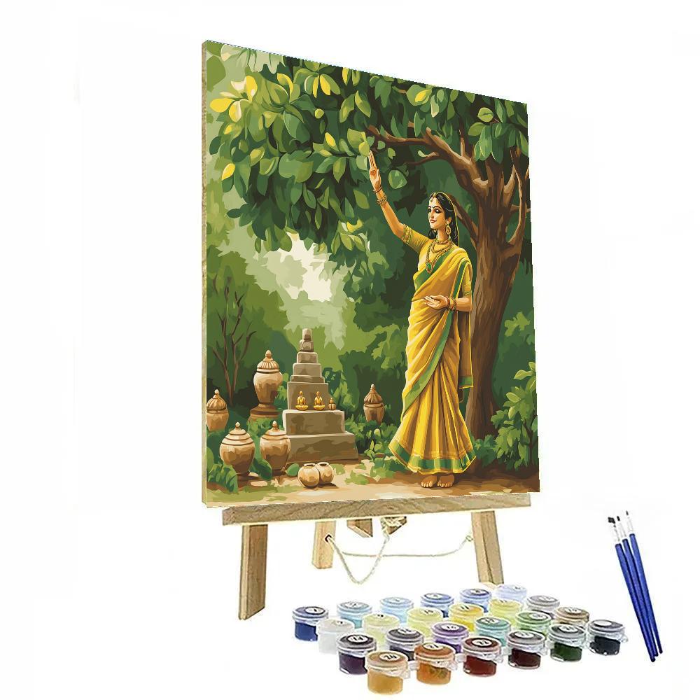 Parvati With Sacred Bilva Grove Blessing Numbered painting kits