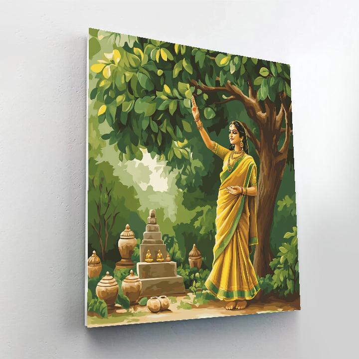 Parvati With Sacred Bilva Grove Blessing Numbered painting kits