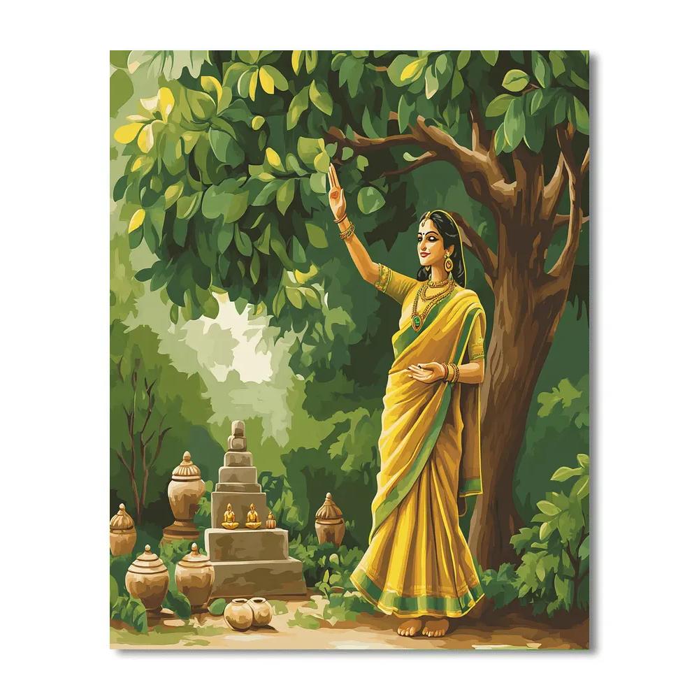 Parvati With Sacred Bilva Grove Blessing Numbered painting kits