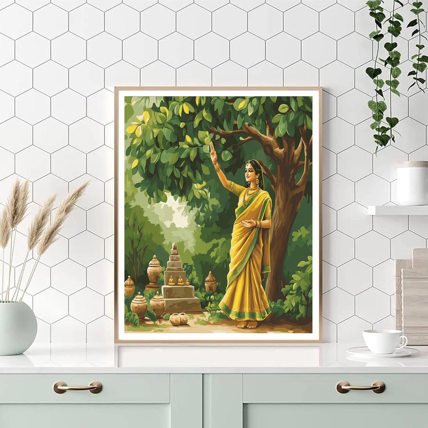 Parvati With Sacred Bilva Grove Blessing Numbered painting kits