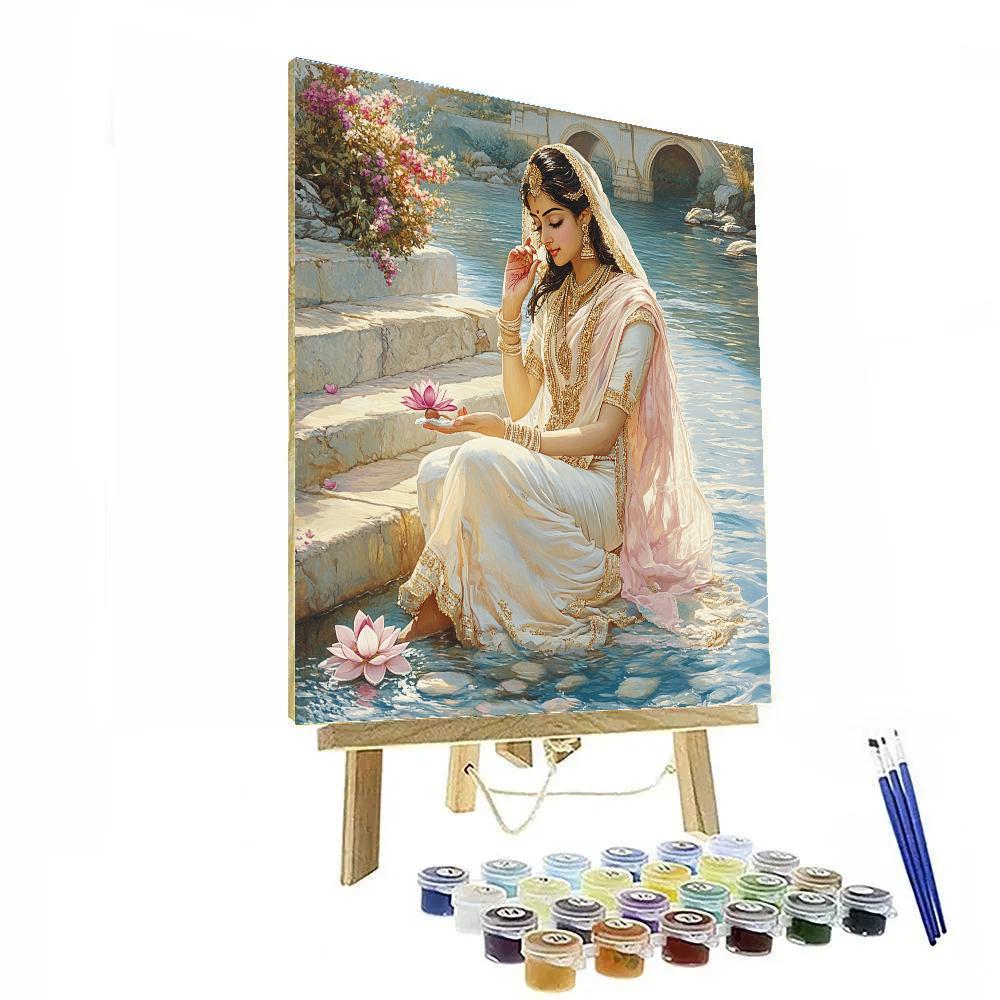 Parvati By The River Stone Steps paint by color