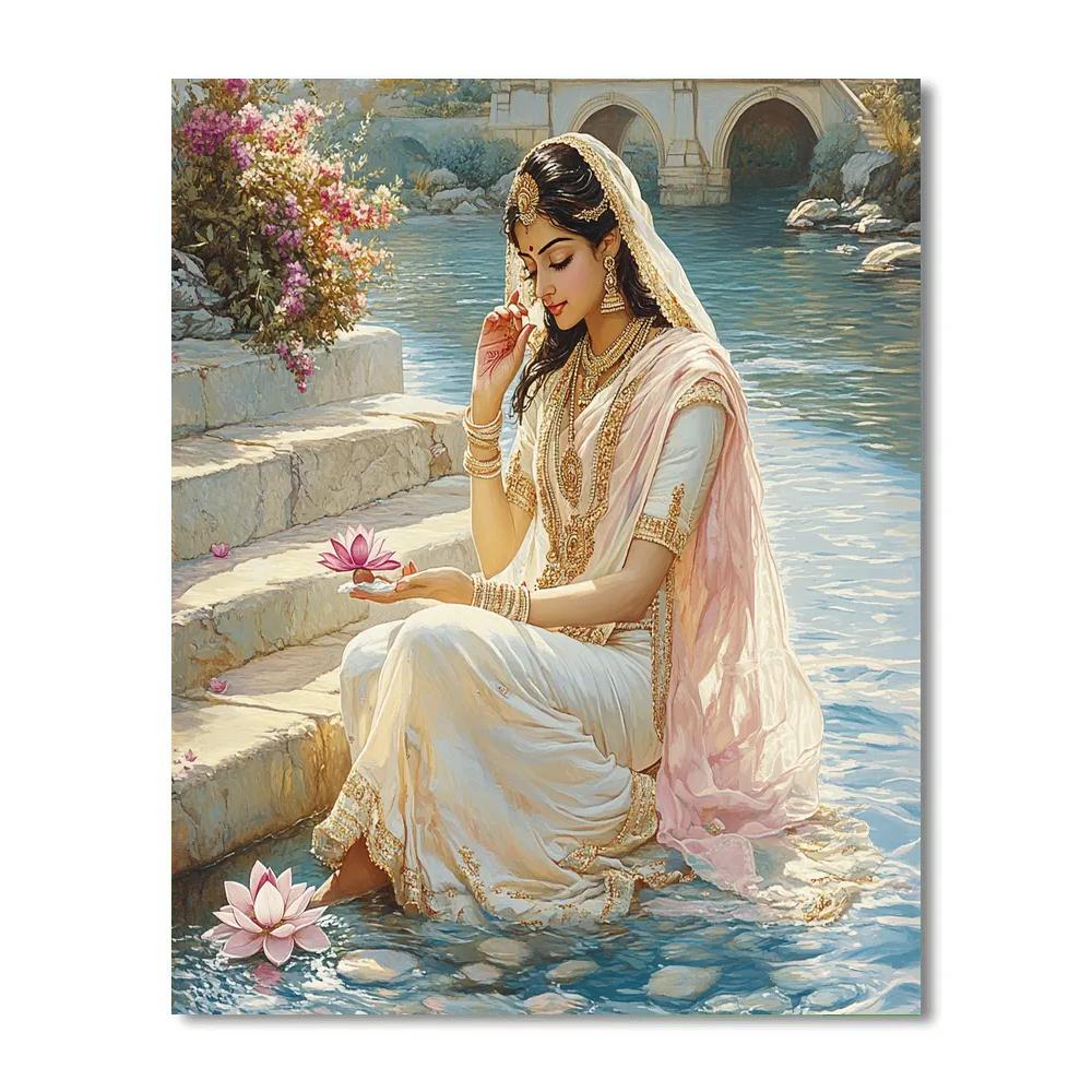 Parvati By The River Stone Steps paint by color
