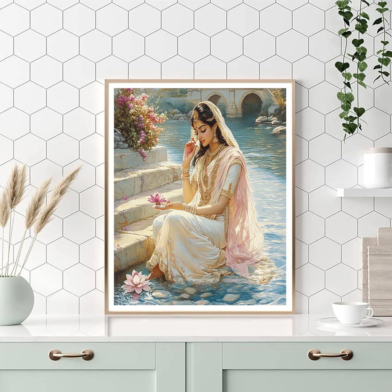 Parvati By The River Stone Steps paint by color