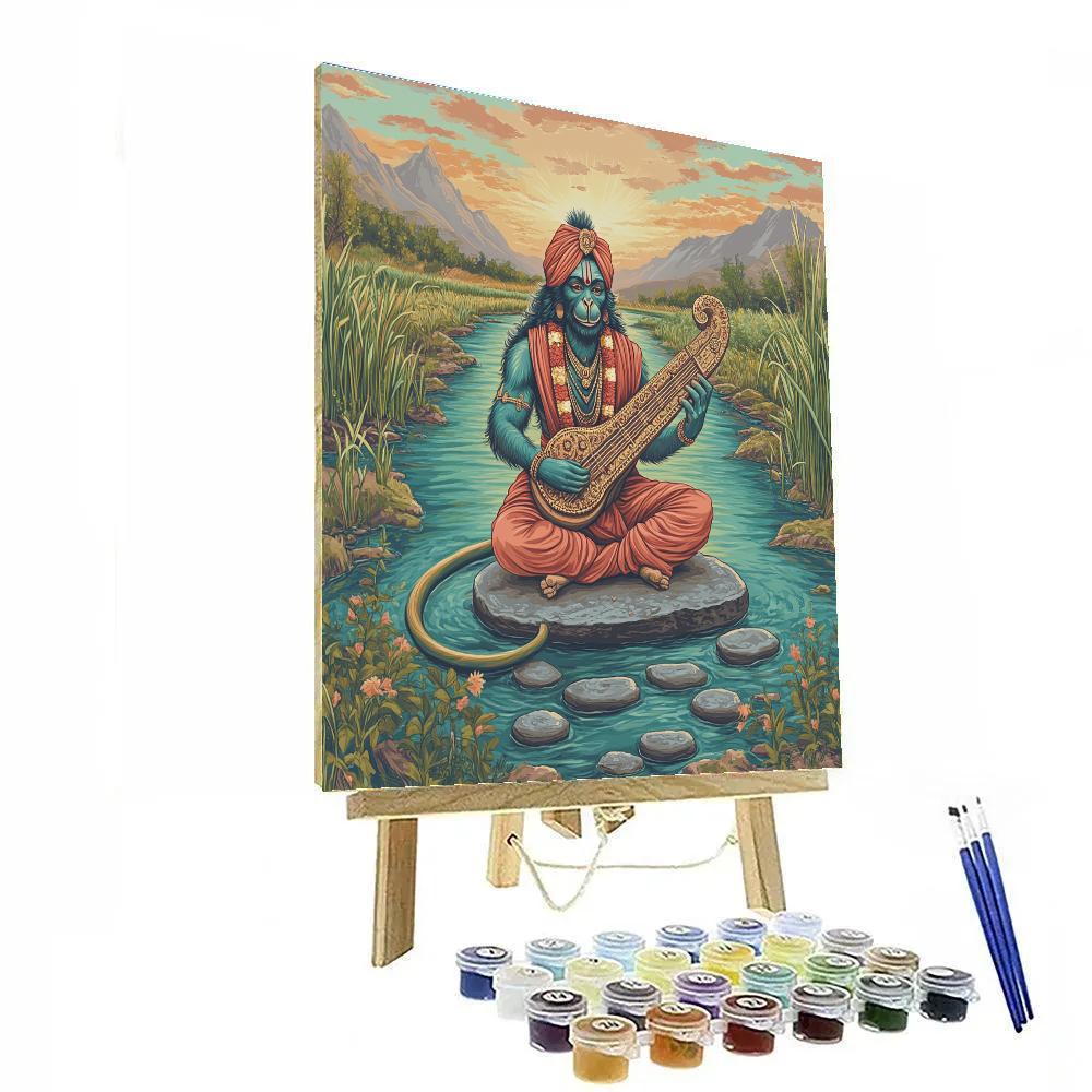 Hanuman River Stone Musician Painting by numbers kit
