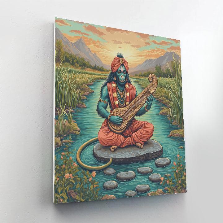 Hanuman River Stone Musician Painting by numbers kit